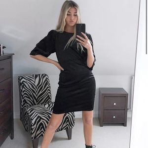 Noisy May mini velvet t-shirt dress in black
